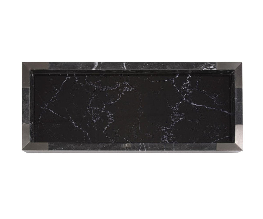 Plateau en marbre miroir noir